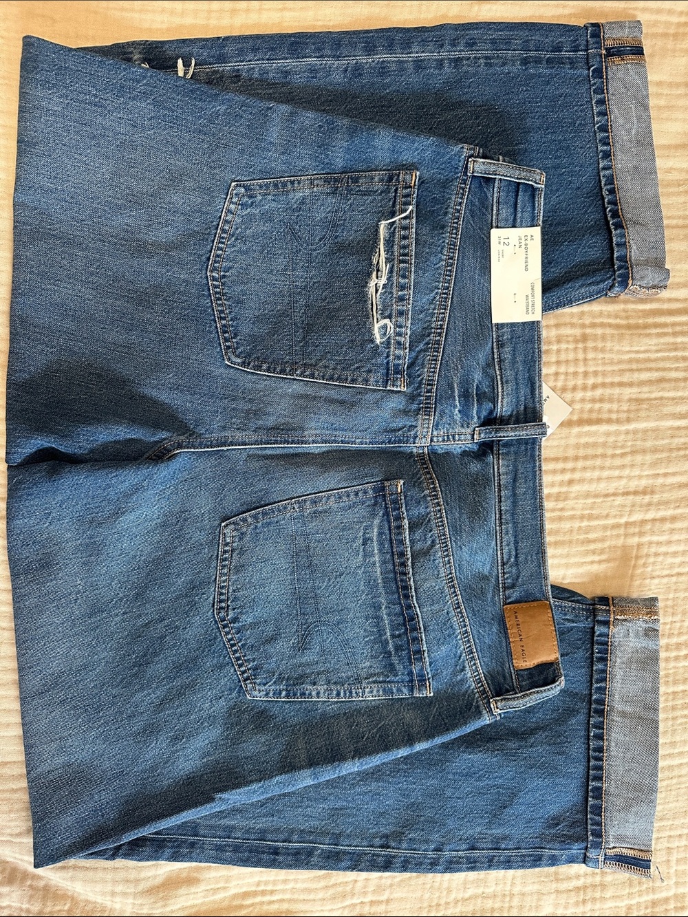 American Eagle Outfitters Women's Blue Distressed Boyfriend Jeans - Picture 4 of 5